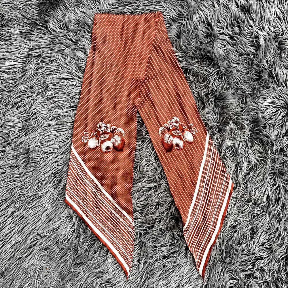 Vintage Classic Baar & Beards Inc 100% Silk Tie Scarf Retro Polka Dots Apples